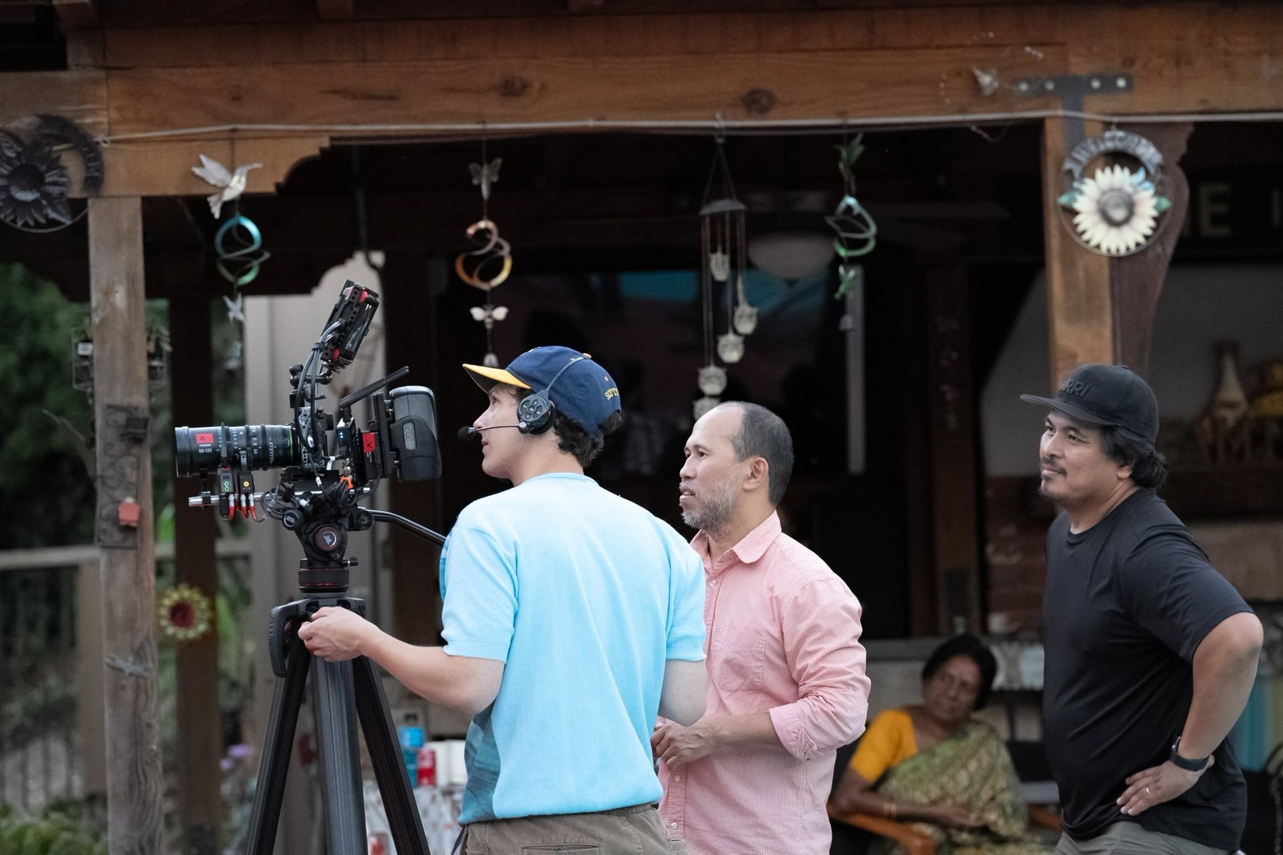 Eric and collaborators prepare a camera setup on location.